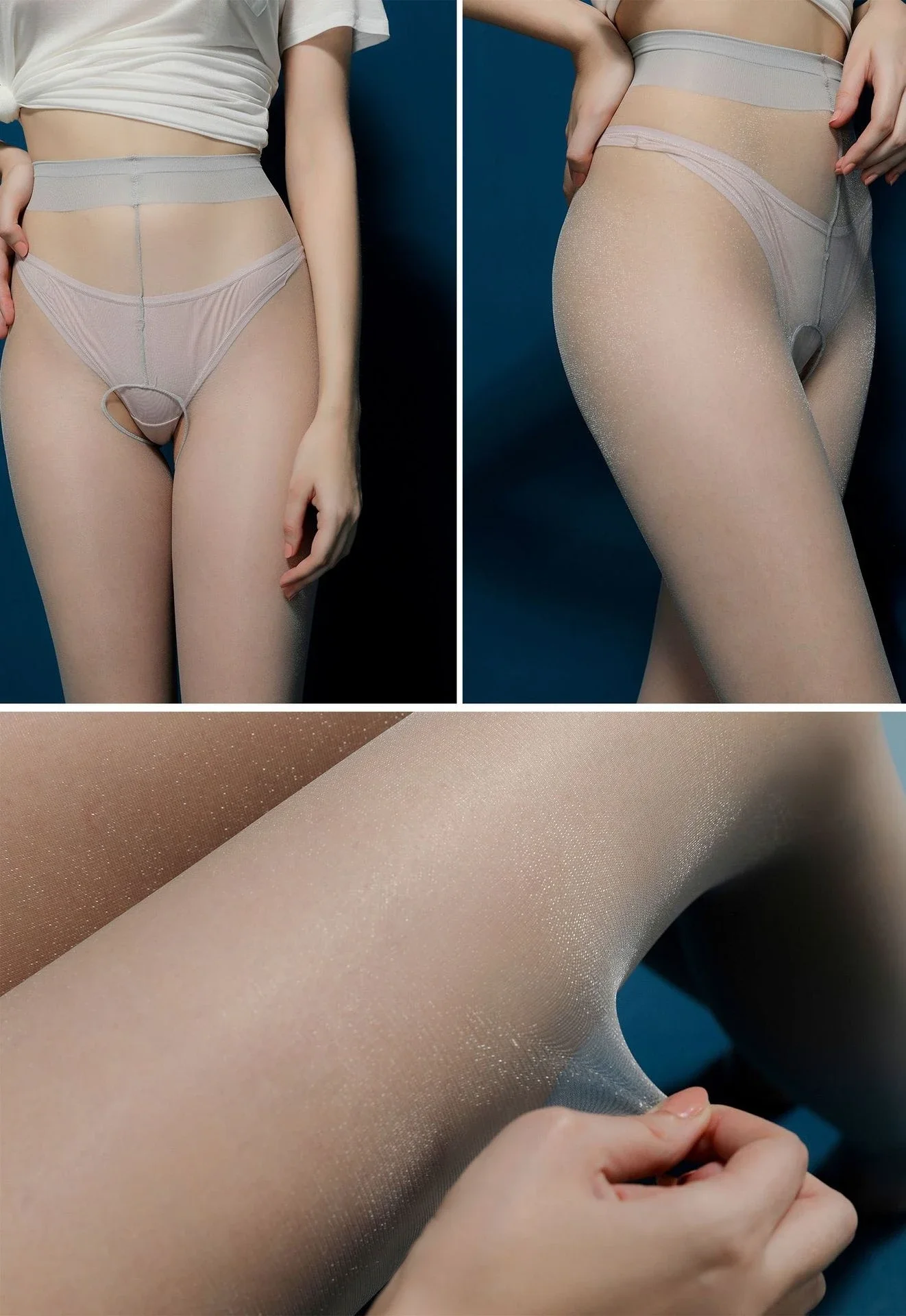 

Ultra-thin free take off sexy single-line invisible full transparent pearl shimmer transparent sexy pantyhose