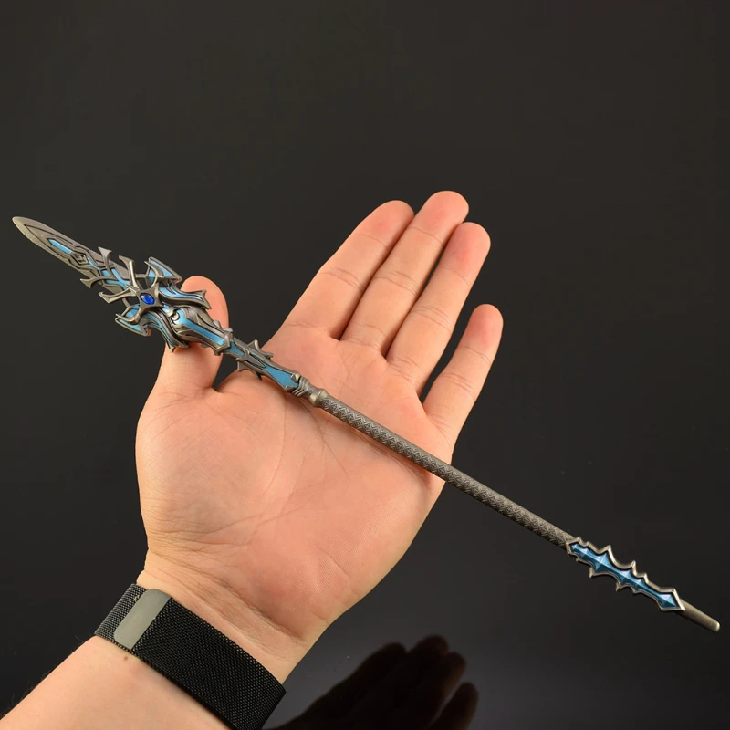 30 سنتيمتر/11.81in DoulaContinent أنيمي الأجهزة الطرفية الأزرق والفضة أفرلورد لانس فنون الدفاع عن النفس الأسلحة نماذج معدنية كاملة الحرف الحلي #2
