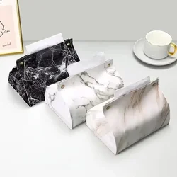 New Waterproof Tissue Case Box Fashion Home Decoration PU Leather Marble Pattern Napkin Holder Tissue Box Papers Bag