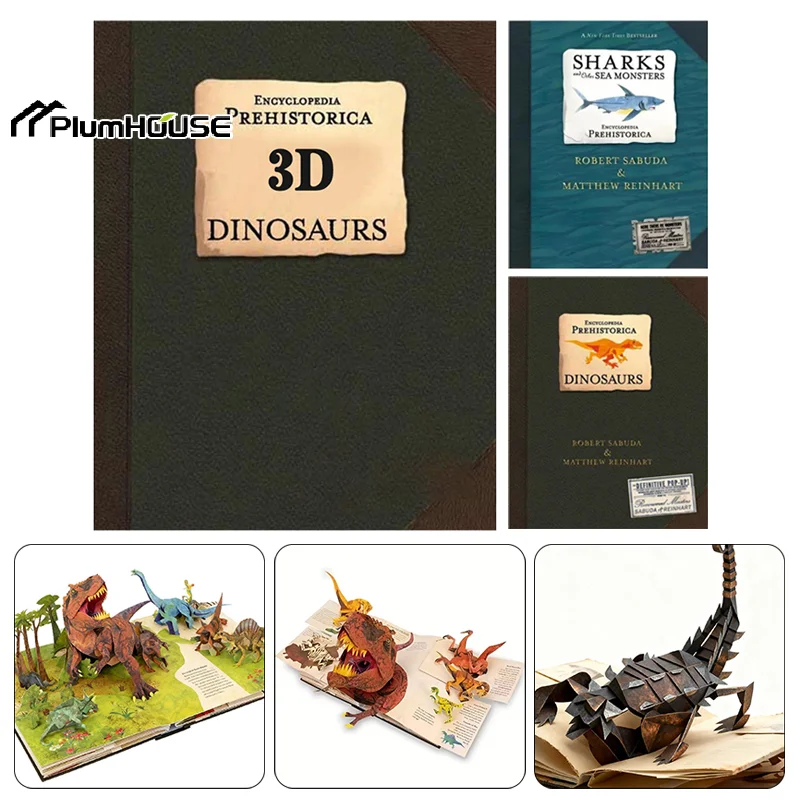 3D Encyclopedia Prehistorica Dinosaurs Marine Organism Folding Pop-Up Book Diverse Dinosaur Species Guide Perfect Gift