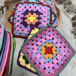 Original hand-crocheted 16cm placemat multicolor square coaster DIY bag accessories pet clothing patch Home Decoration 10PCS