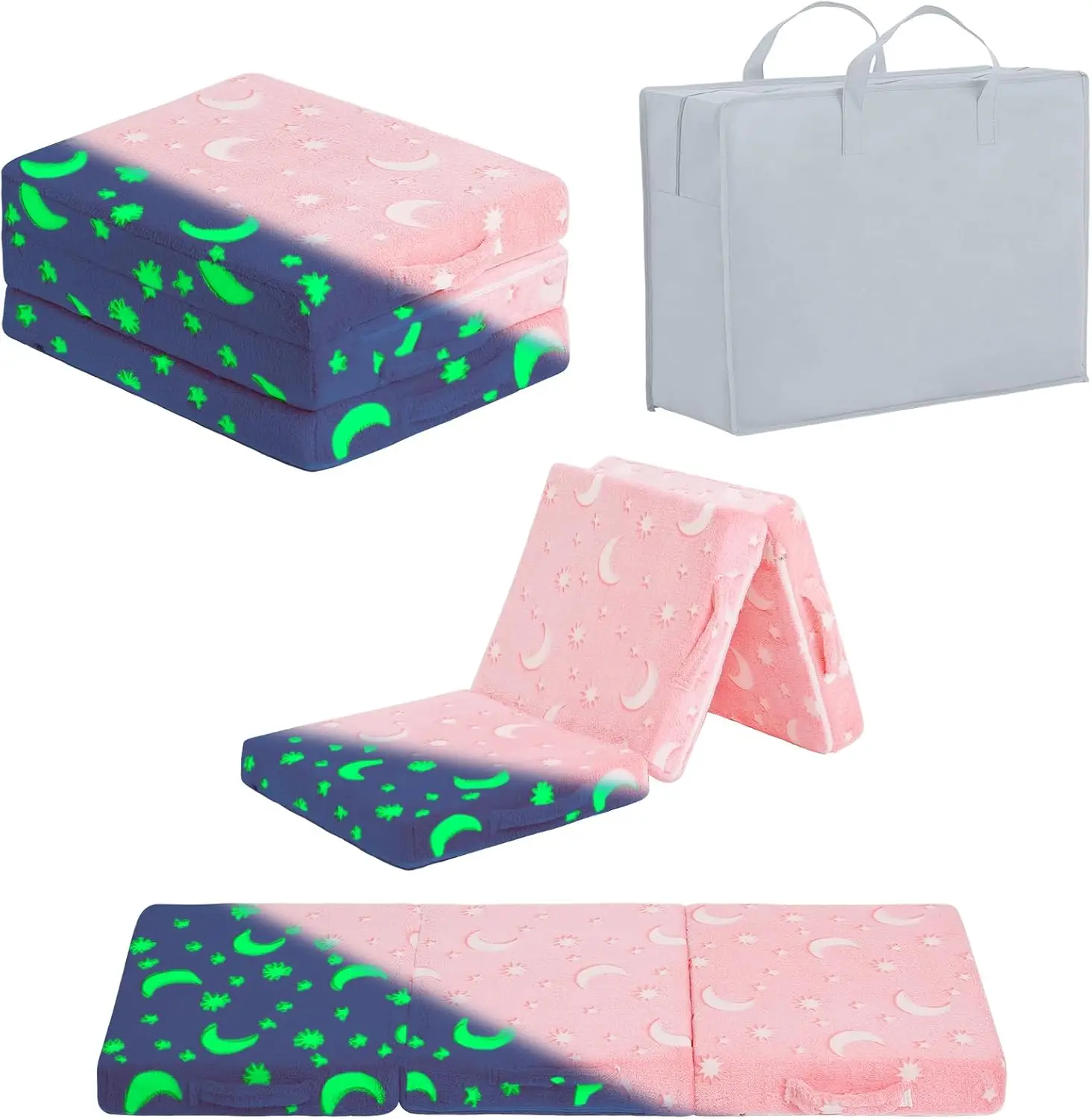 

Foldable Floor Mattr For Kids, Glow In The Dark Toddler Washable Tri Folding Floor Nap Mat For Sleeping Daycare, Child Trifold
