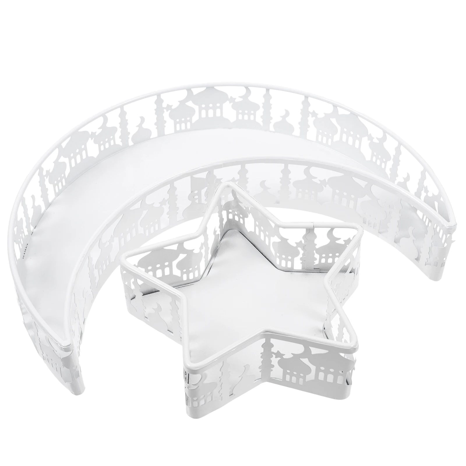 

2 pcs Moon Star Iron Trays Reusable Clean Eid Party Muslim Festival Food Serving Large Capacity Kitchen Supplies