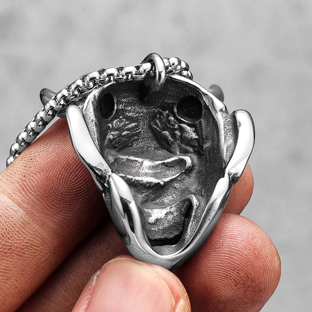 Japanese Prajna Mask Stainless Steel Men Women Necklaces Pendants Chain Punk Jewelry Creativity Gift Dropshipping Wholesale