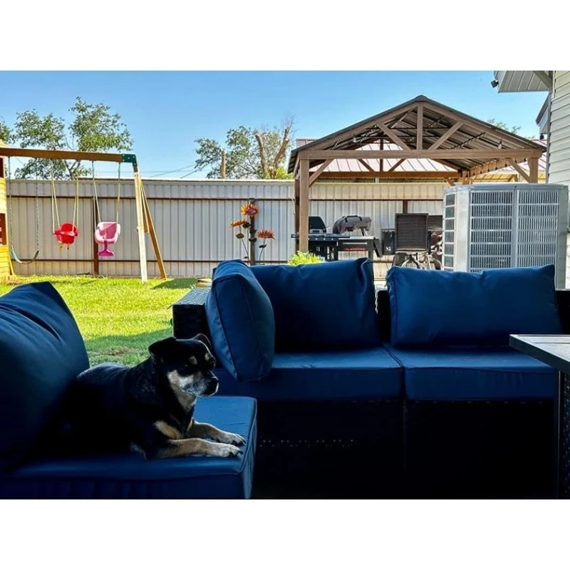 12’x14’ Hardtop Gazebo Outdoor Aluminum Gazebo with Galvanized Steel Gable Roof for Lawn and Garden(Wood-Looking)