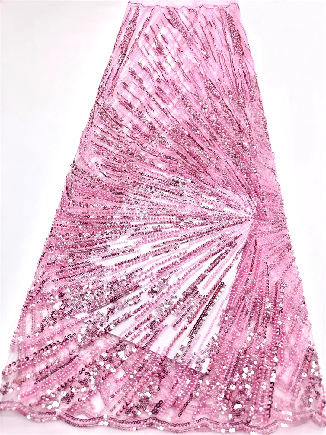 

Exquisite 2026 High-End New Design Fabrics African French Beaded Sequins Mesh Lace Fabrics Nigerian For Women's Wedding Dresses