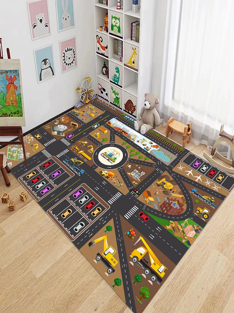 

Игровой коврик с рисунком Trfic, детская комната, детская комната, парковка Race Tra, детская ролевая игра, родитель и ребенок...