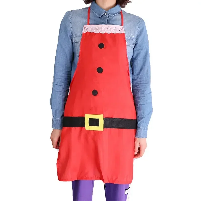 5PCS Adult Kids Christmas Apron Christmas Red Dress Apron Hotel Cooking and Baking Chef Apron Holiday Decoration Christmas Party