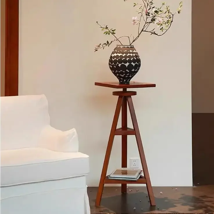 Solid wood flower table floor triangle multi-layer flower stand, living room decorative ornament shelf creative display stand