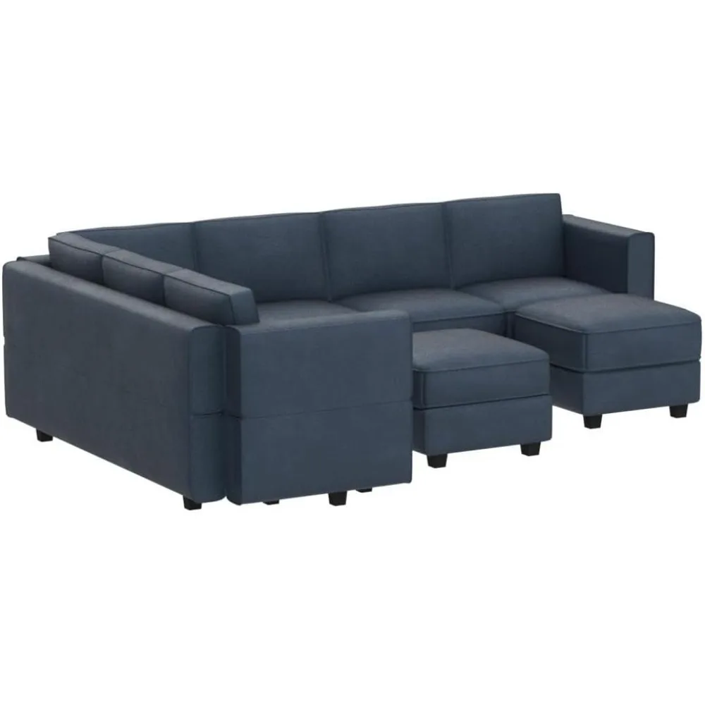 Velvet Sectional Sofa, Storage Seat Oversized U Shaped Couch with Reversible Chaise Sofa Set with Ottoman, Living Room Sofas