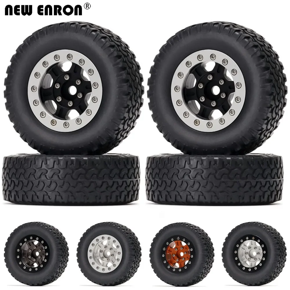 

NEW ENRON 1.55inch Alloy 6 Spokes Beadlock Wheels Hub & 78mm Rubber Tires for RC Car 1/10 TF2 TAMIYA CC01 LC80 jimny Axial 90069