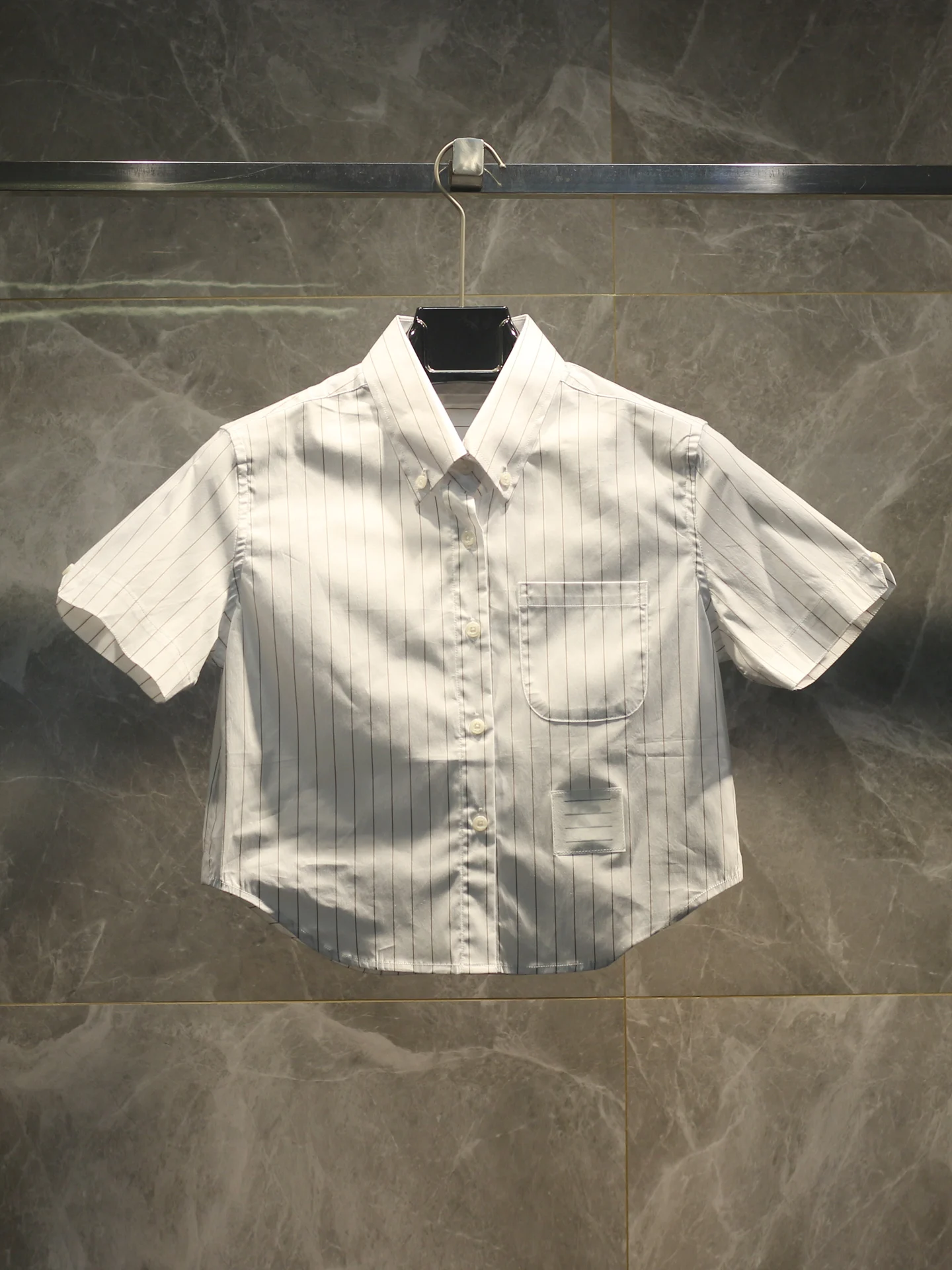 

Summer New Casual Striped Short Sleeve Shirts Women's High-End College Style Fubao Cotton Shirt Cool Feeling Thin Model