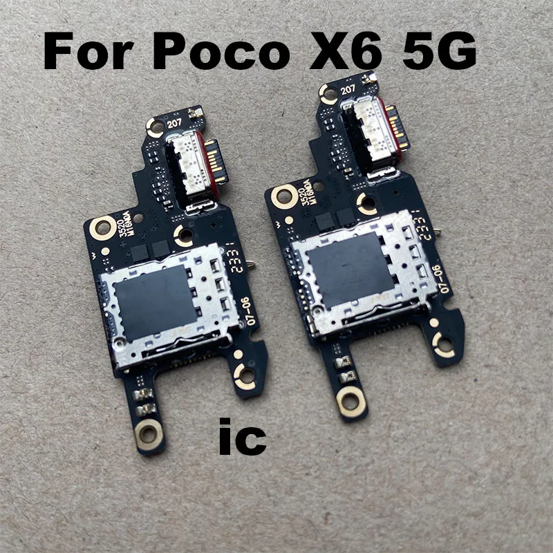 For Xiaomi Poco X6 5G USB Charging Dock Port Mic Microphone Connector Fast Board Flex Cable Repair Parts Global With IC