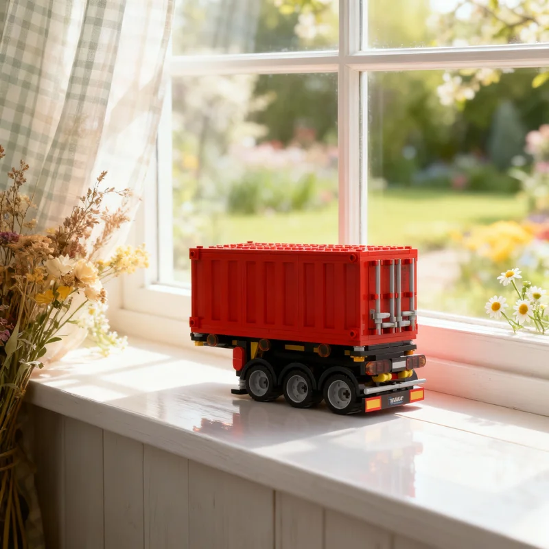 234pcs MOC City Cargo 3 Axles Container Semitrailer Model Building Blocks Toy Christmas Gifts Construction Art Idea Education