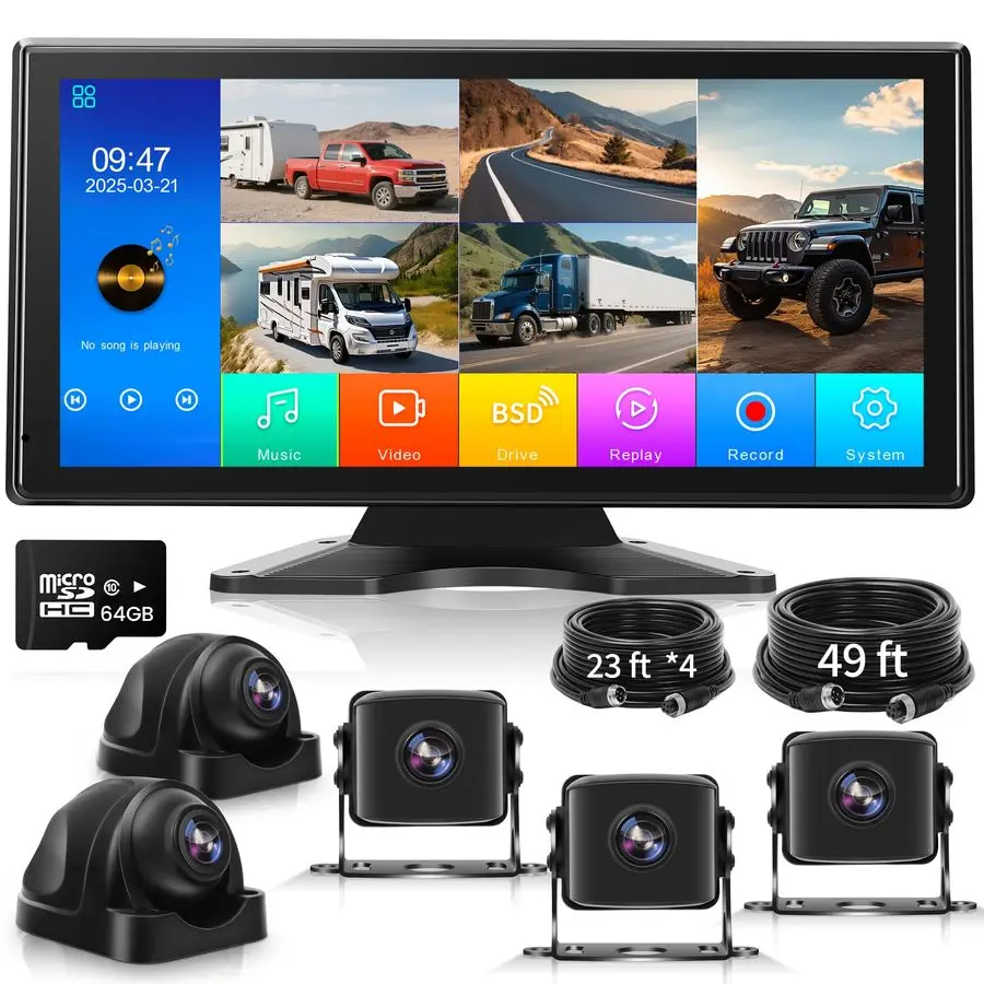 قناة كاميرا احتياطية نظام داش كام مع 10.36 IPS شاشة تعمل باللمس رصد الجانب الخلفي 5 1080P HD كاميرا لشاحنة RV Van Trai #1