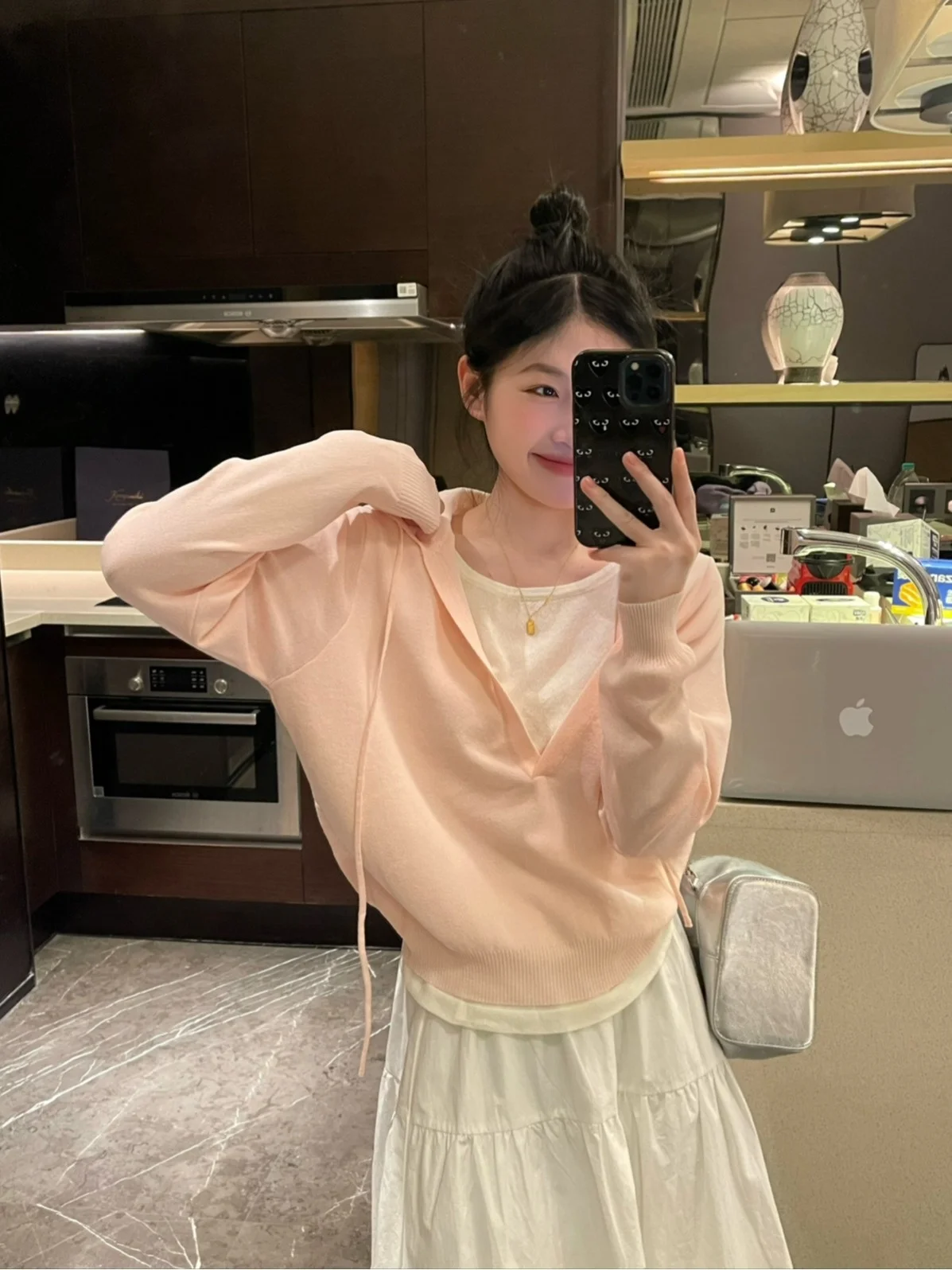 Herbst Winter Damen Gestrickter Kapuzenpullover Streifen Langes Sve Top Lässiges, lockeres T-Shirt in Länge Weiche Viskose-Polyester-Mischung