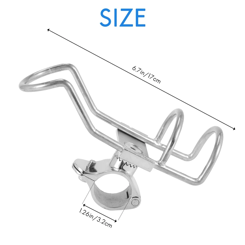 1PCS Edelstahl 316 Angelrute Rack Halter Pole Halterung Unterstützung Clamp Auf Schiene Montieren Boot Zubehör