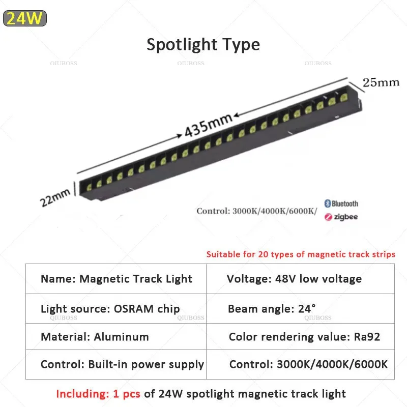 2.0 type Smart Magnetisch Track Light Tuya Zigbee 3.0 DC48V LED Downlight Spot Flood Grille Lampen Modern Home Woonkamer Zwart ﻿
