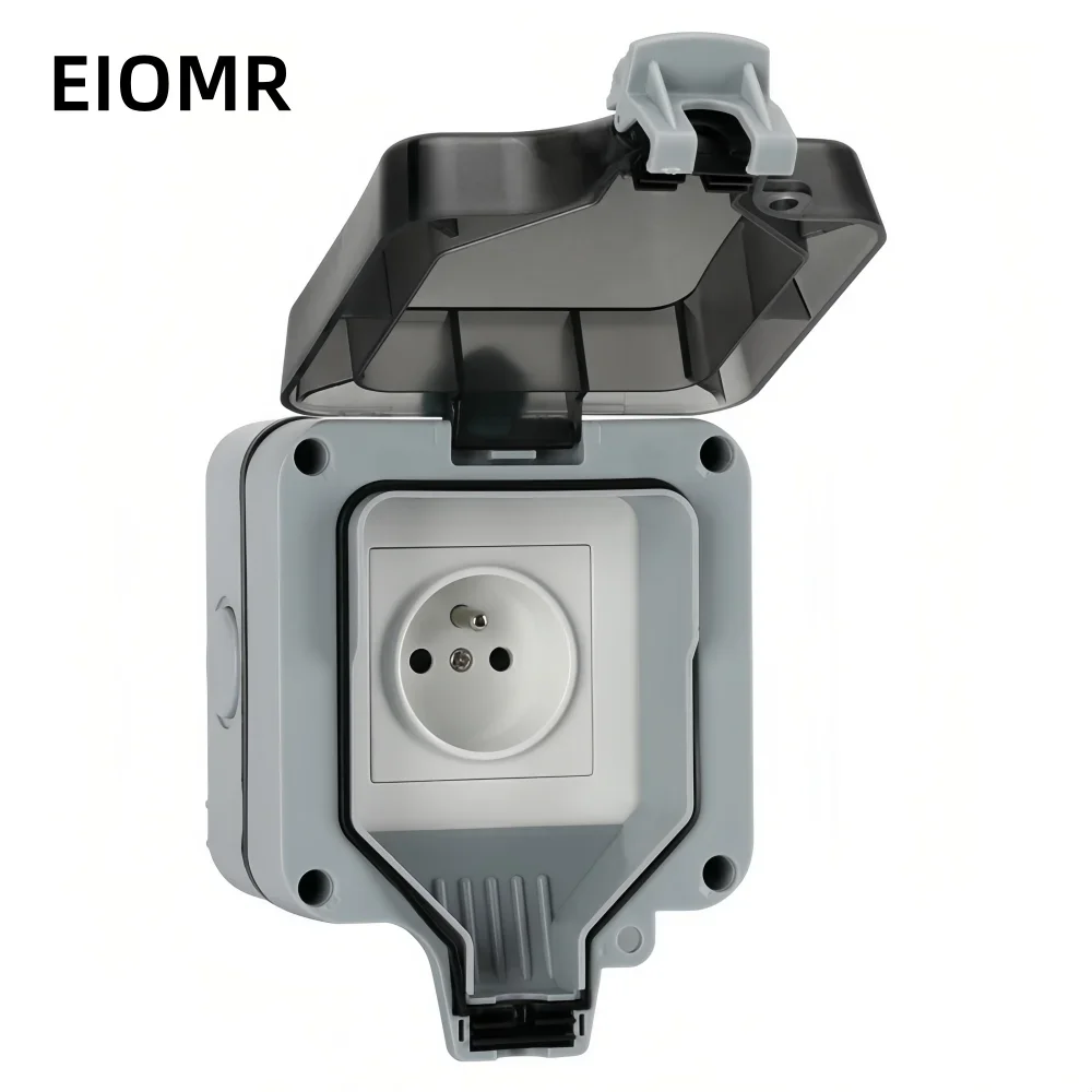 EIOMR IP66 wasserdichte staubdichte Box, geschaltete Steckdose für den Außenbereich, Steckdosenbox, geeignet für Outdoor-Gärten, Zuhause, Badezimmer