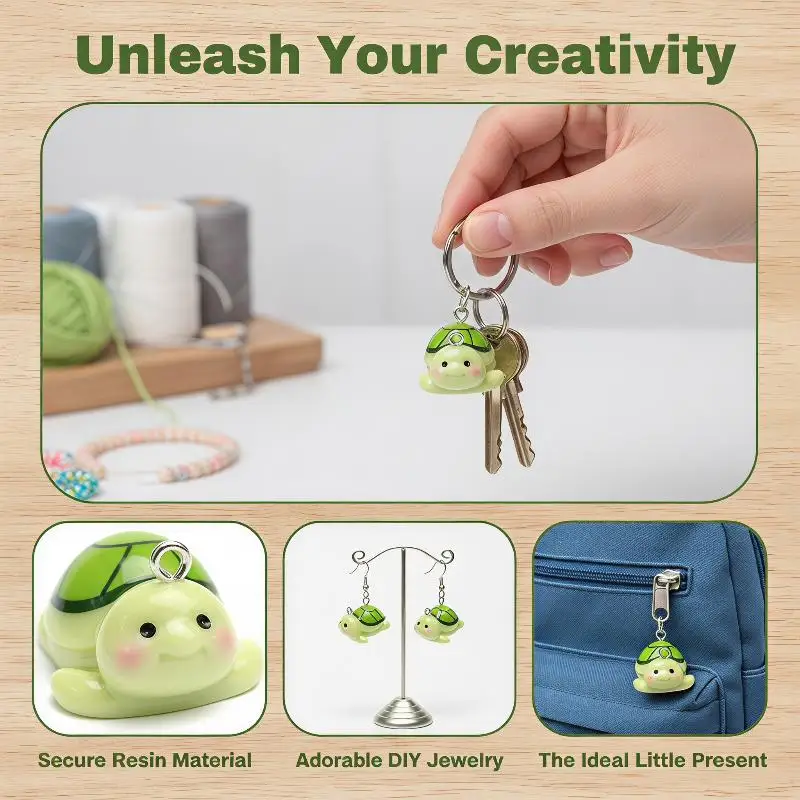 10pcs Cartoon 3D Small Turtle Resin Charms Cute Animal Pendant For Earring Keychains DIY Jewelry Accessories
