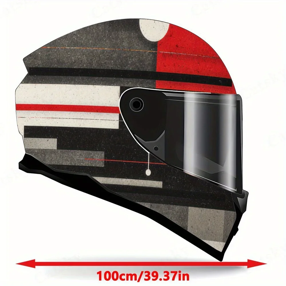 Abstract Futuristic Geometric Edgy Tech Inspired Full Helmet Wrap Sticker Motorcycle Helmet Racing Graphic Decal PVC Self Waterp