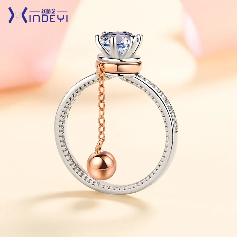 

XDYRotating BeadsS925Серебряное женское инкрустированное имитация кольца Холодный стиль, дропшиппинг, кольцо