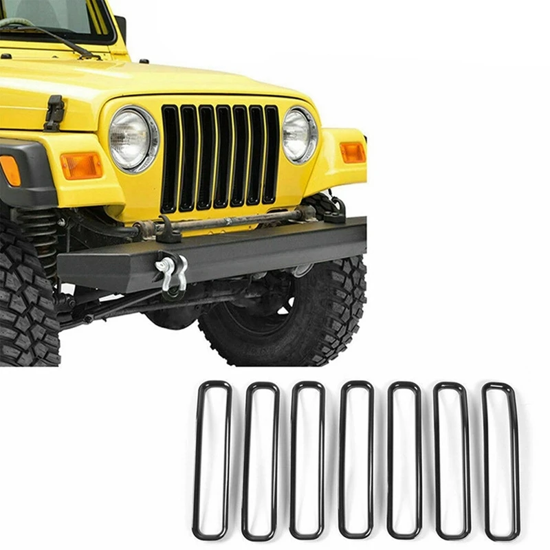 Frontgrill-Einsätze, Abdeckung, Zierleisten-Set für Jeep Wrangler TJ 1997, 1998, 1999, 2000, 2001, 2002, 2003, 2004, 2005, 2006, Zubehör