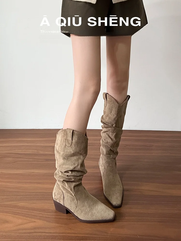 bottes-longues-en-velours-a-bout-pointu-en-cuir-pour-femme-nouvelle-collection-2025-bottes-mi-mollet-amincissantes-a-decoupe-en-v-bottes-a-talon-epais-mi-mollet