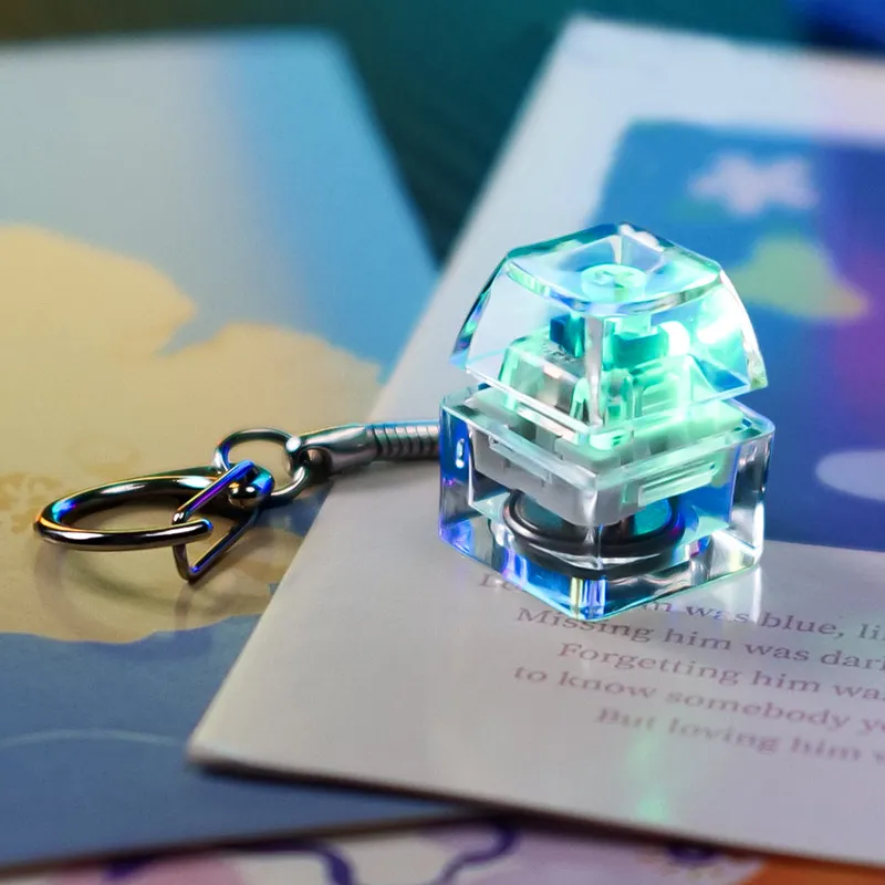 High tech axis mechanical keyboard tester with keychain ornament, illuminated keychain decompression toy with light