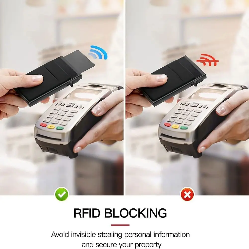 Automatic RFID Anti-Theft Card Holder Switch Side Design Metal Box Bottom Men's Card Box RFID Blocking Aluminum Alloy Material