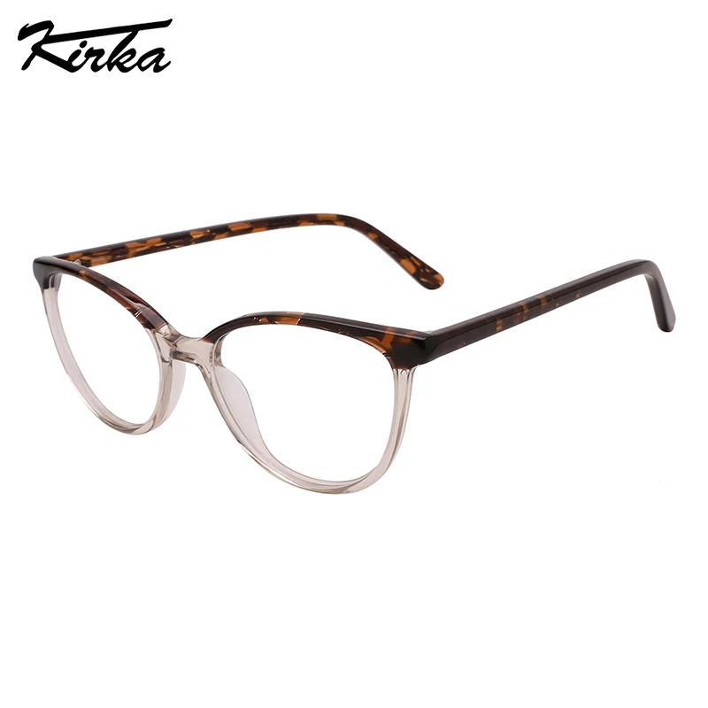 Kirka Female Acetate Cat Eye Pattern Laminating Colors Frames Reading Myopia Glasses Pattern Temples Eyeglasses WD3154