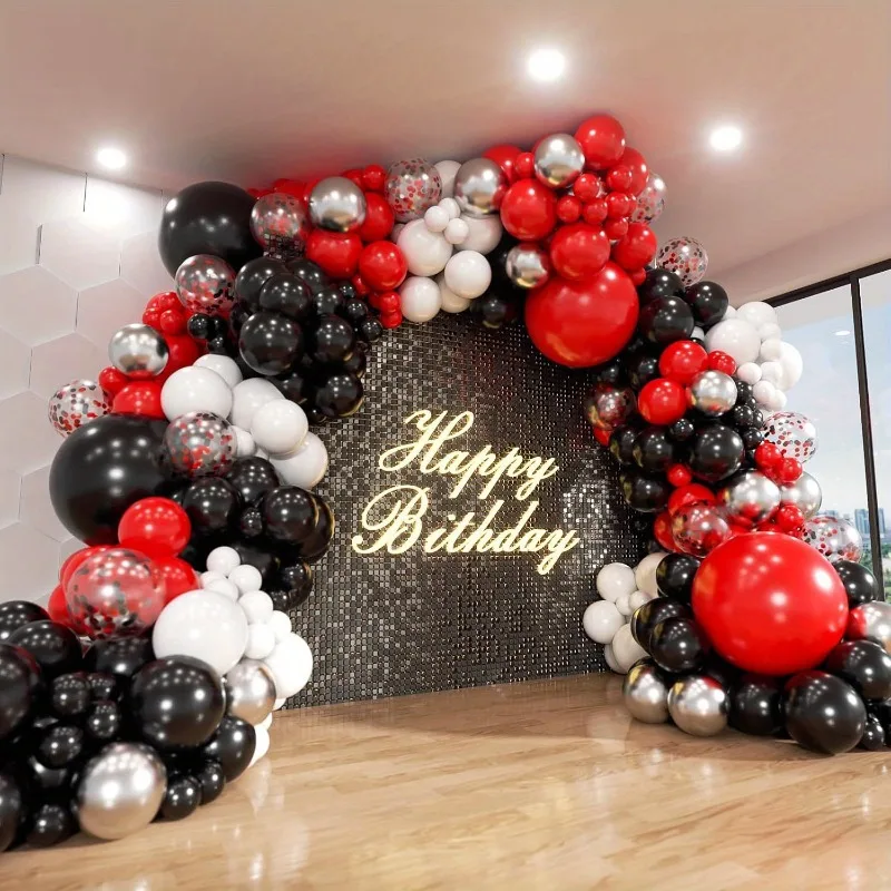 53-Piece Black Red Silver Latex Balloons Graduation Party Birthday Racing Poker Decorations Indoor and Outdoor Party Decorations view 2