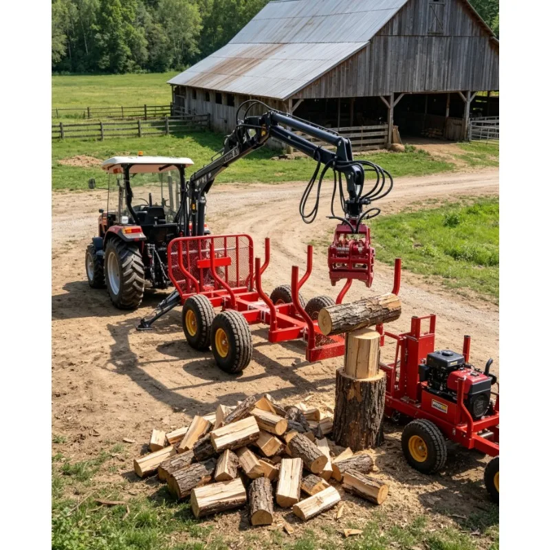 Factory Exported Log Trailer with Crane Timber Loader Timber Trailer with Crane Loader Loading Trailer with Hydraulic Grapple