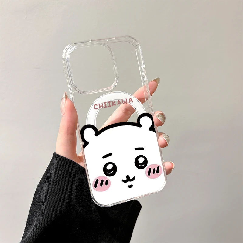 Mooie C-Chiikawa Draadloos Opladen Case voor iPhone 17 Air 16 E 15 14 13 12 Mini 11 Pro Max transparant Siliconen Rand Cover