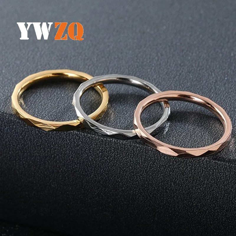 1set Hot Selling Stainless Steel Ring women's Geometric Simplicity 1.5mm Non Fading Diamond Shaped Ground Surface Jewelry