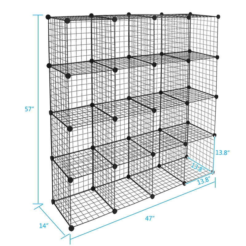 16-Cube Organizer Cube Storage Storage Shelves Wire Cube Storage Origami Shelves Metal Grid Multifunction Shelving Unit Modular