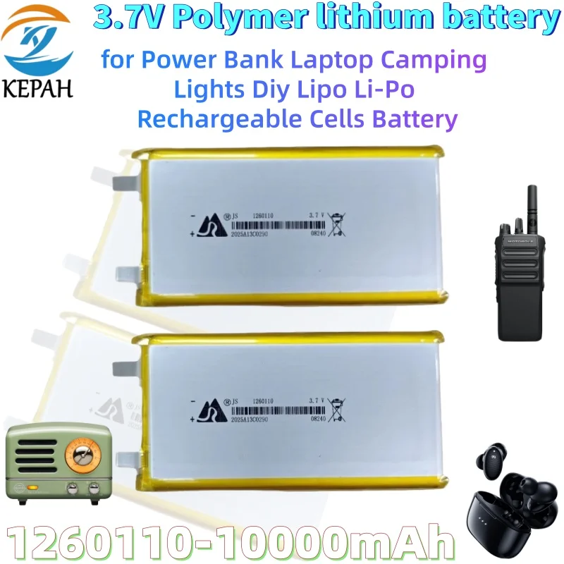 

100% NEW 10000mAh Polymer Lithium Battery 1260110 3.7V Rechargeable Battery for Toy Power Bank GPS Laptop Camping Lights Diy