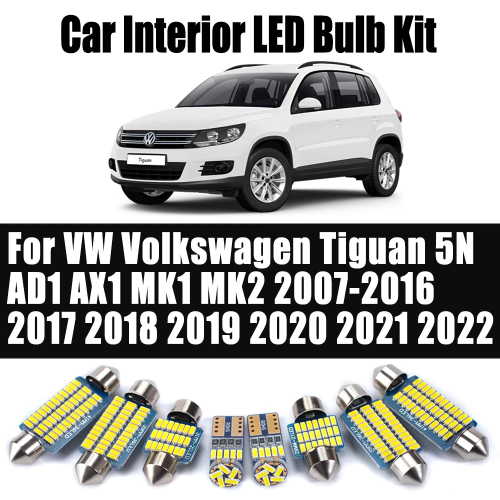 

Для VW Volkswagen Tiguan 5N AD1 AX1 MK1 MK2 2007-2016 2017 2018 2019 2020 2021 2022 светодиодный внутренний светильник, комплект автомобильных ламп, аксессуары