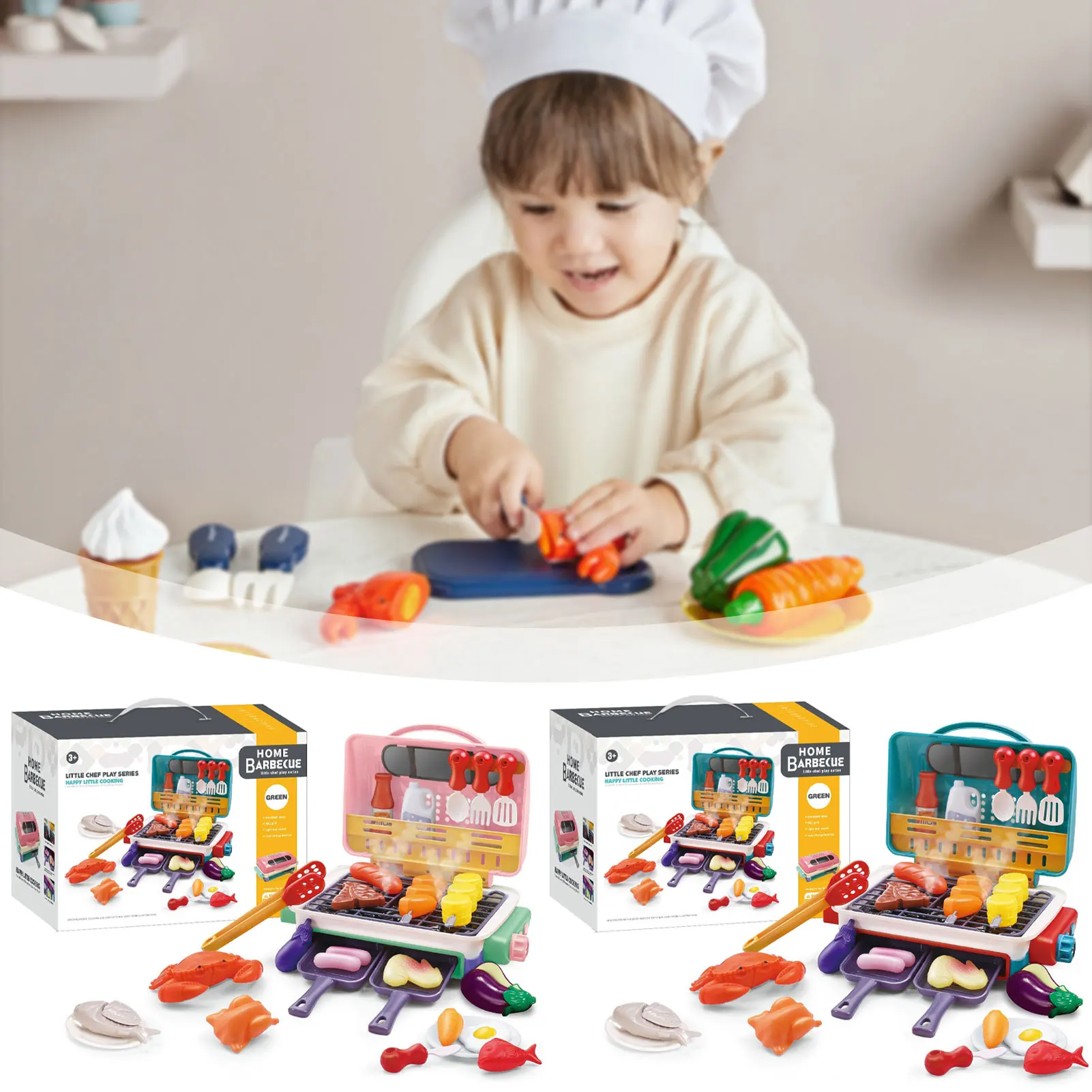 Simulatie Grills Speelgoed Met Spray Mist Geluidseffecten Realistische Mists Spray BBQ Speelspeelgoed Binnenspeeltijd