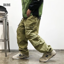 American Streetwear Cargo Pants Men Clothing Japanese High Quality Harajuku Casual Trousers Vintage Tactical Straight Pants Male