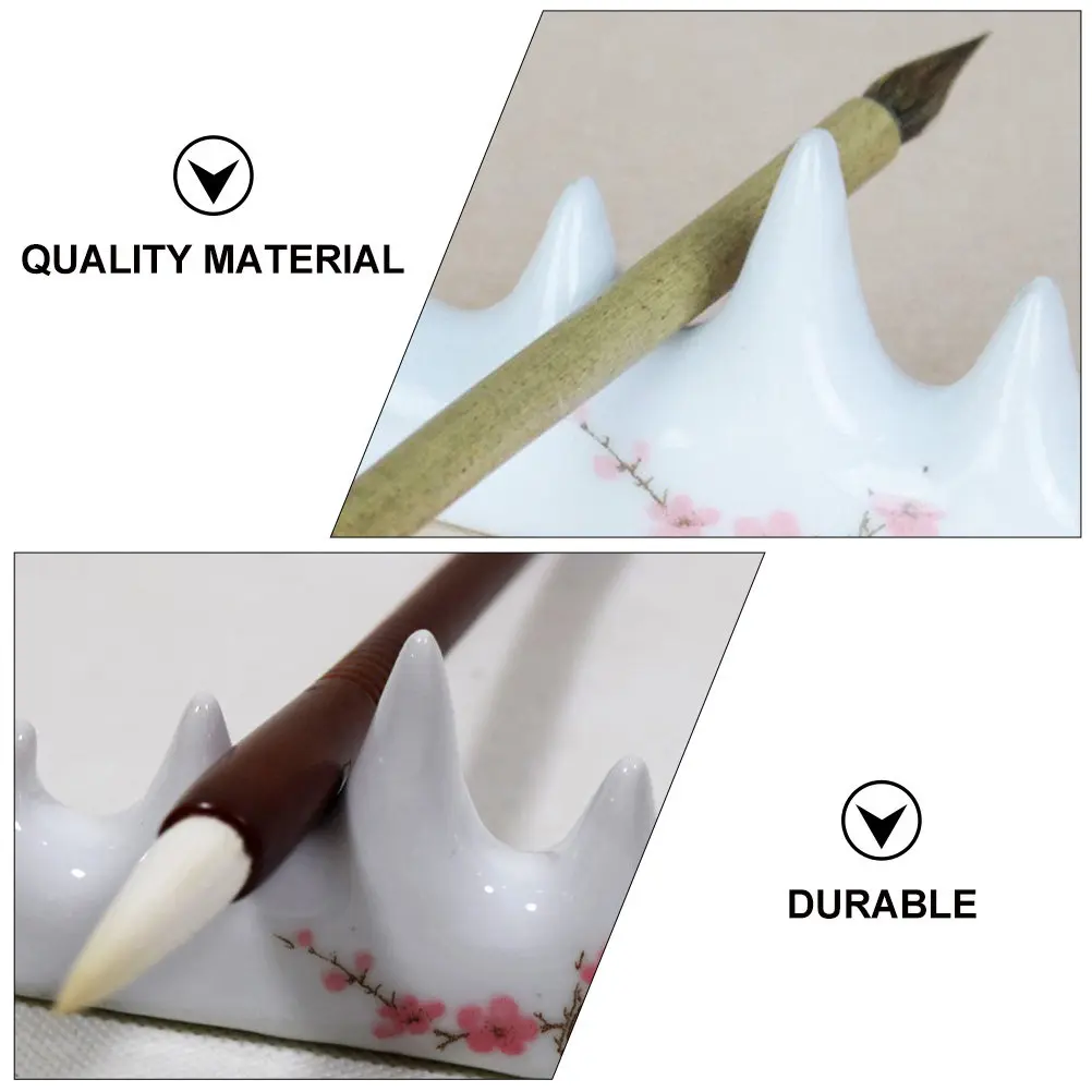 2Pcs Ceramic Calligraphy Pen Rack Fine Workmanship Brush Pen Rest for Chinese Painting Ink Brush Calligraphy Studio Use