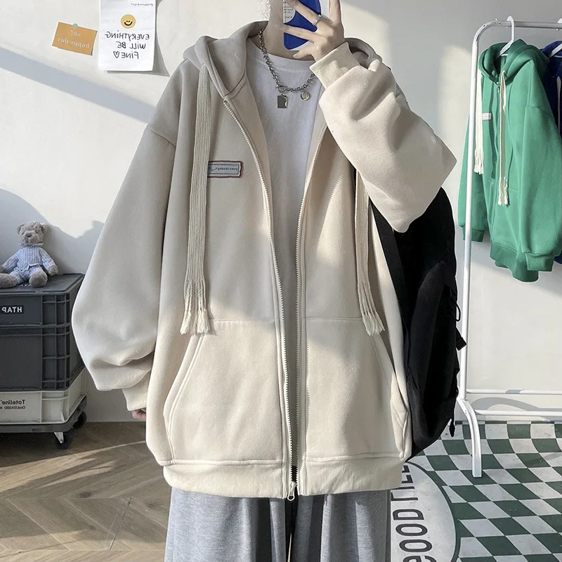 Sweatshirts Women Thick Zipper Loose Coats Hooded Cardigan Hoodies Pockets High Street Streetwear Long Sleeve Winter 2025