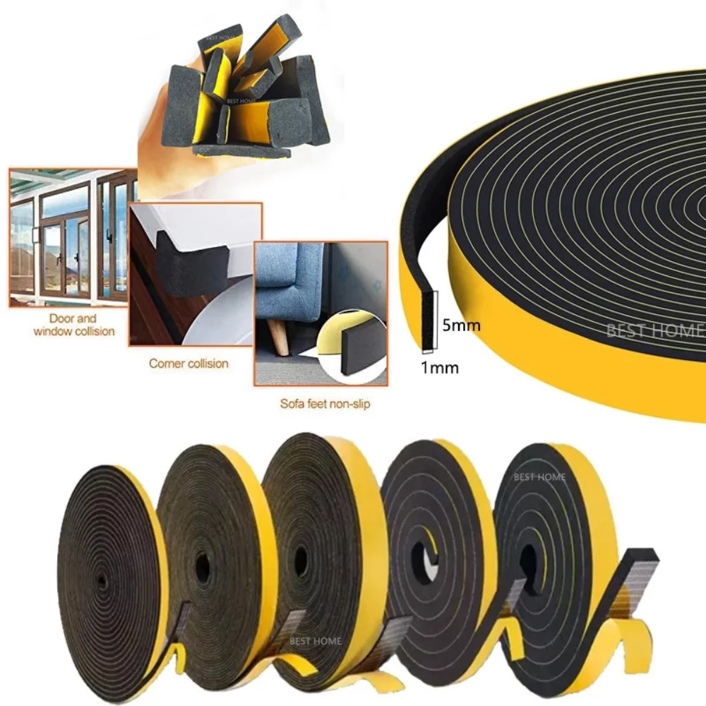 

1Roll 10M EVA Rubber Sponge Seal Strip Self adhesive For Door Window Weather Sealing Strip Insulation Anti-collision Gasket Seal