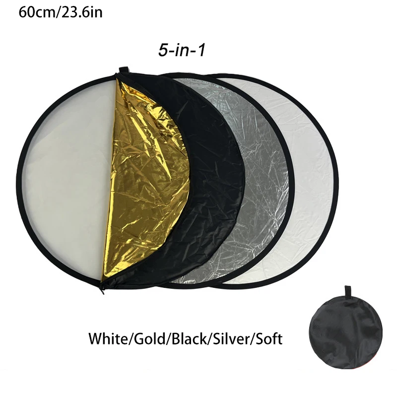 ชุดสะท้อนแสงถ่ายภาพสไตล์5-in-1ไฟไลฟ์ถ่ายภาพกลางแจ้งตัวเลือกขนาด60/80/110ซม. พกพาได้และพับเก็บได้