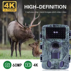 4K Video Hunting Shooting Wildlife Trail Camera Waterproof 60MP 30MP WIFI Live Stream Night Vision Outdoor  Photo Trap Camera