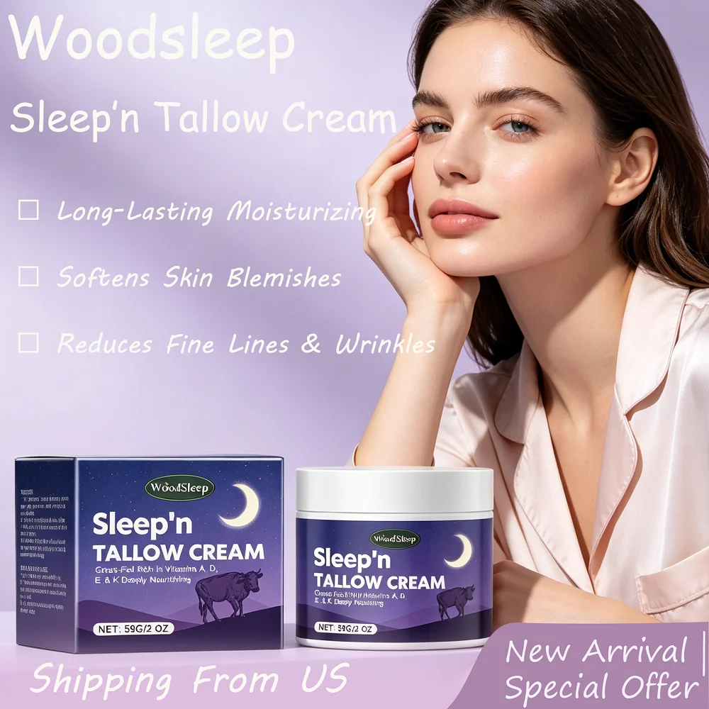 Woodsleep 59g Beef Tallow Sleeping Night Cream Long-Lasting Moisturizing Softens Skin Blemishes Reduce Wrinkles Cream
