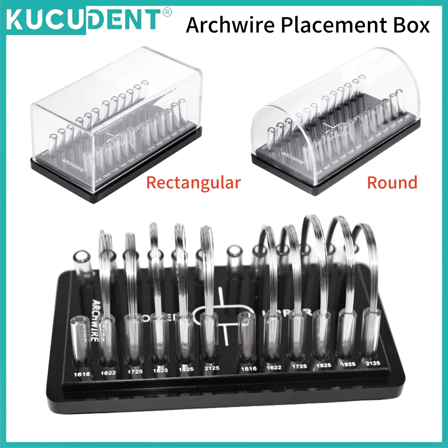 Dental Acrylic Organizer Holder for Orthodontic Wire Round/Rectangular Arch Wires Placement Box Archwire Storage Case Box