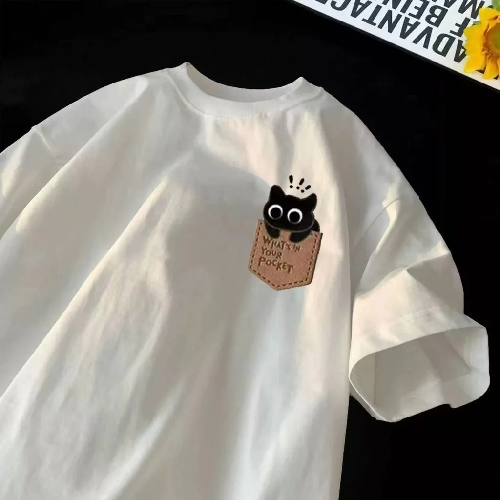 2026 Summer Fun Cartoon Retro American Vintage Casual Couple Loose Sleeve Japanese-Korean Style Short-Sleeved T-Shirt image 6