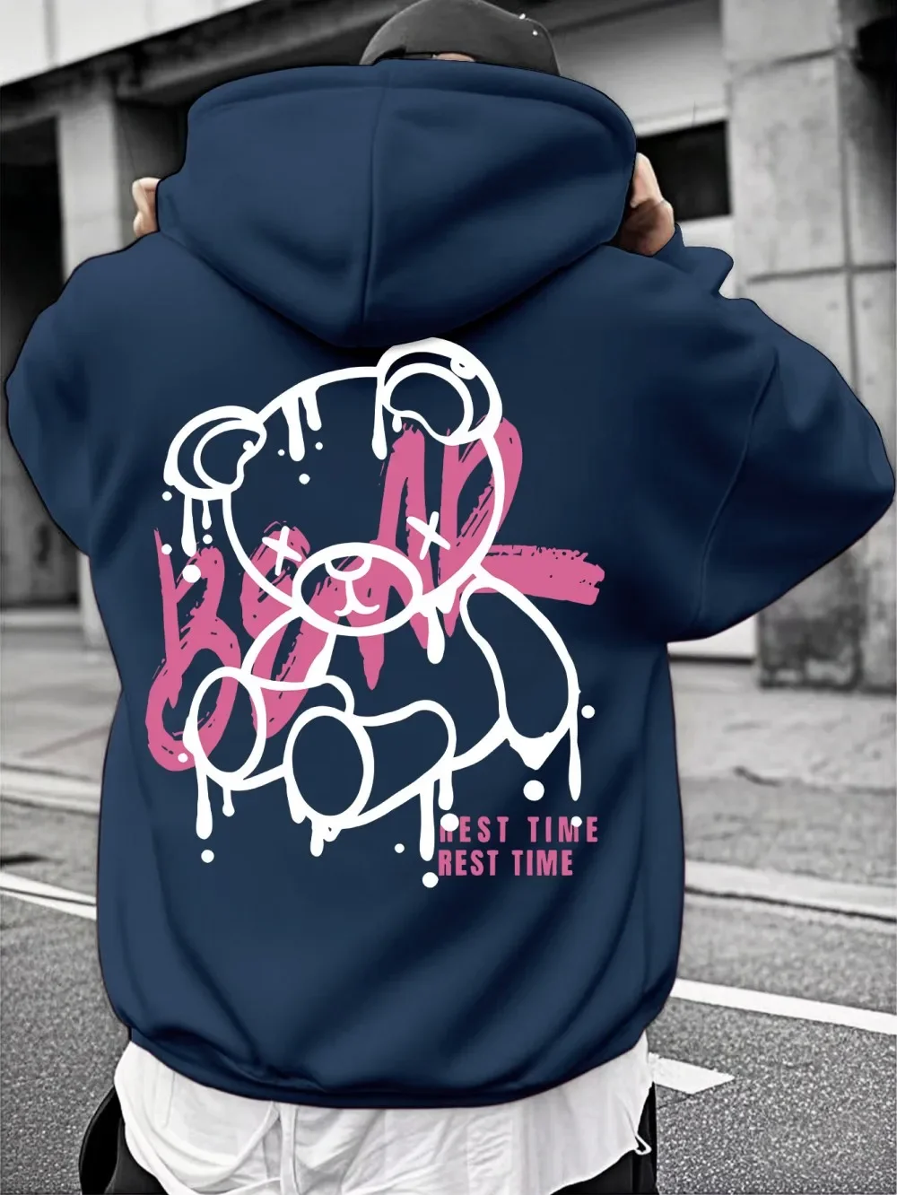 

Хит продаж 2026 года - Толстовка с капюшоном и плюшевым медведем - Модная осенняя одежда в городском стиле для активного отдыха