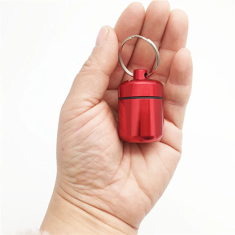 Aluminum Alloy Waterproof Keychain Pill Box Portable Pill Organizer Mini Container For Pills Earplugs Outdoor Small Item Storage